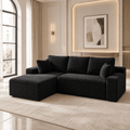104" Corduroy Modular Sectional Sofa, L-Shaped Deep Seat Couch with Chaise, Pocket Spring Support, No Assembly Required, Black