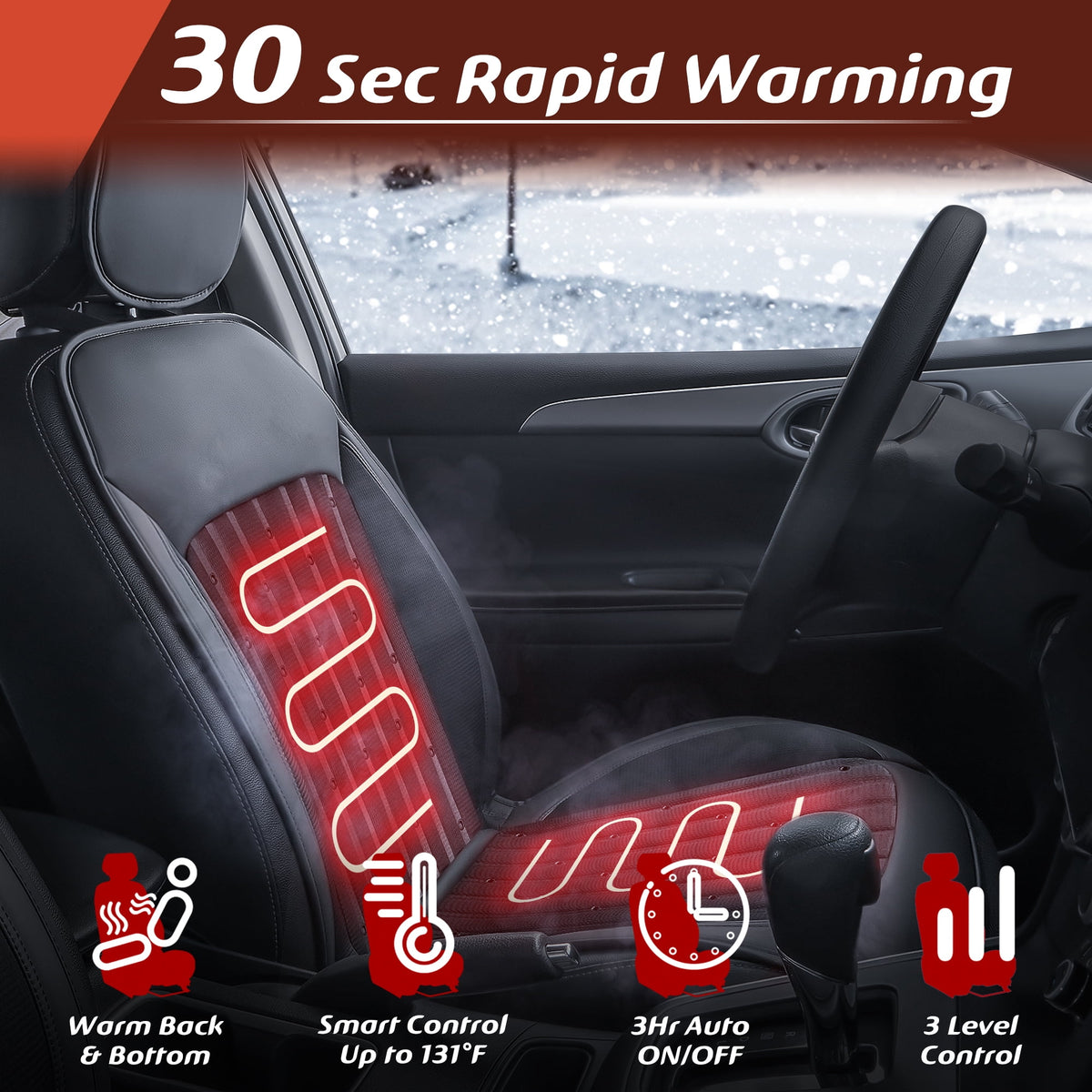 Paffenery Cooling and Heated Seat Cover Front Seat, 12V-24V Ventilated Cooling Car Seat Cushion, Cooled Seat Cover for Car SUV Truck Universal Fit, Fashion Black
